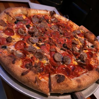 Edgewater Inn - a pizza with pepperoni, sausage, and mushrooms - Pizza Near Me - Edgewater, Colorado Edgewater Inn - a pizza with pepperoni, sausage, and mushrooms - Pizza Near Me - Edgewater, Colorado
