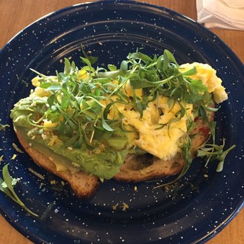 FÃ me Caffe - Avocado toast with scrambled eggs on top! Yum - Coffee & Tea Near Me - Phoenix, Arizona FÃ me Caffe - Avocado toast with scrambled eggs on top! Yum - Coffee & Tea Near Me - Phoenix, Arizona