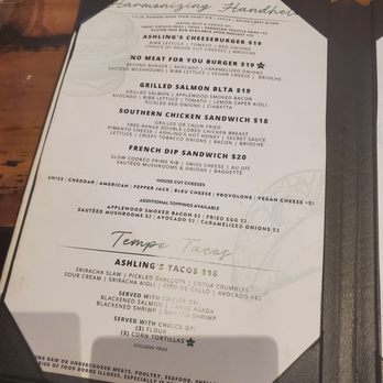 Ashling Kitchen and Bar - Food menu - New American Near Me - Crofton, Maryland