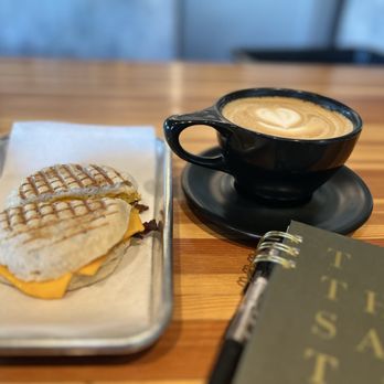 Press Coffee - the Roastery - Latte and the Breakfast sandwich - Coffee & Tea Near Me - Phoenix, Arizona Press Coffee - the Roastery - Latte and the Breakfast sandwich - Coffee & Tea Near Me - Phoenix, Arizona