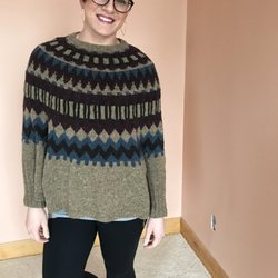Knitting Off Broadway - Here is Kate in Natalie's swancho knit in Arranmore LIght. https://knitting-off-broadway.myshopify.com/products/arranmore-light