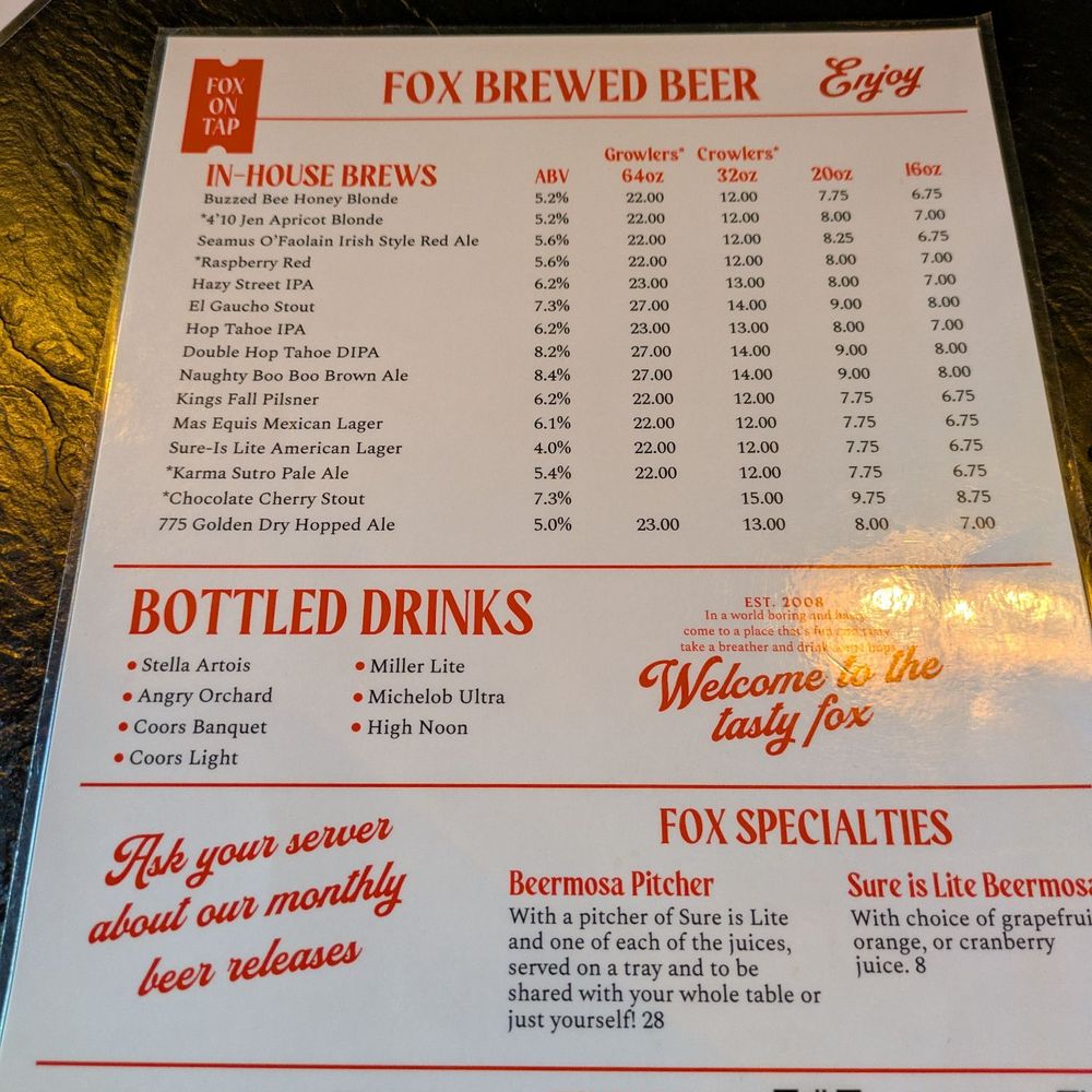 The Fox Restaurant & Brewery - Brewpubs Near Me - Reno, Nevada