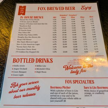 The Fox Restaurant & Brewery - Brewpubs Near Me - Reno, Nevada The Fox Restaurant & Brewery - Brewpubs Near Me - Reno, Nevada