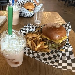 Uptown Burger, fries, and chocolate shake, does it get any better? Uptown Burger, fries, and chocolate shake, does it get any better?