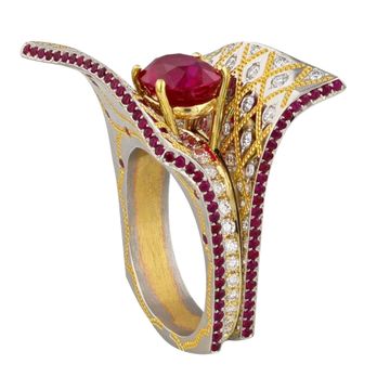 Zoltan David - Ruby "Flight" in Platinum & 24K Gold - Jewelry Near Me - Austin, Texas