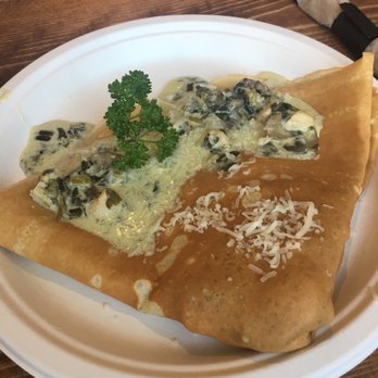 Xielo Artisan Desserts - Yummy Xielo crepe- chicken, mushrooms, and spinach. - Creperies Near Me - Oxnard, California Xielo Artisan Desserts - Yummy Xielo crepe- chicken, mushrooms, and spinach. - Creperies Near Me - Oxnard, California