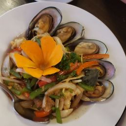 Overcooked chewy seafood dish Overcooked chewy seafood dish