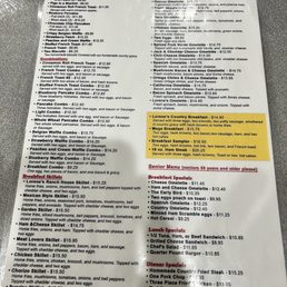 Breakfast menu Breakfast menu