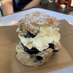 Waterhead Coffee Shop - Blueberry scone with cream.