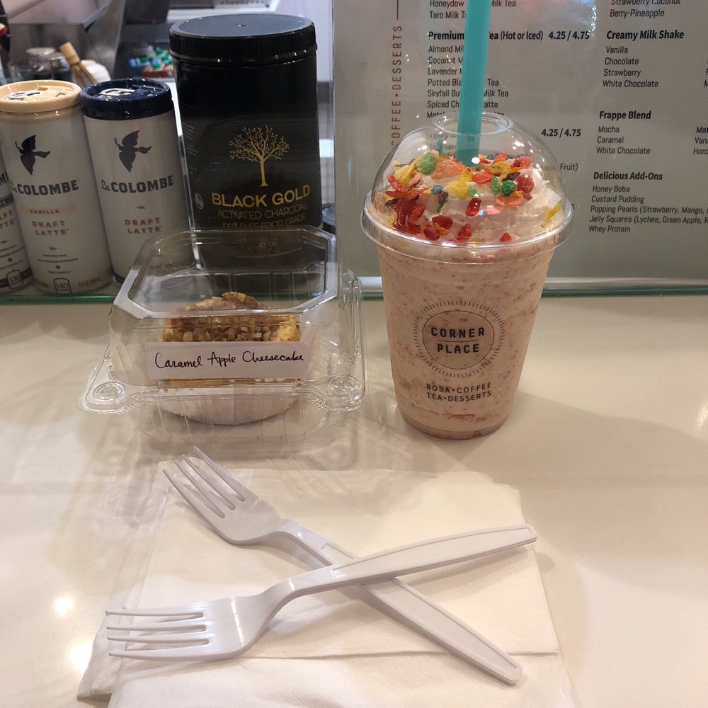 Hooked On Coffee - Fruity Pebbles Milkshake and Caramel Apple Cheesecake - Coffee & Tea Near Me - Whittier, California Hooked On Coffee - Fruity Pebbles Milkshake and Caramel Apple Cheesecake - Coffee & Tea Near Me - Whittier, California