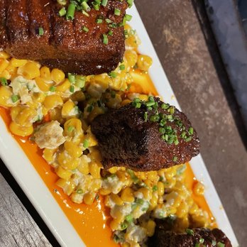 Del's Hideout - Pork belly burnt ends were very dry. The elote was good. - Barbeque Near Me - San Diego, California