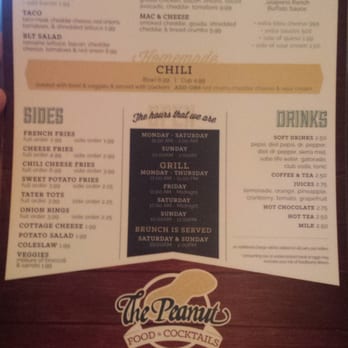 The Peanut - New menu - back - updated 12/2/14 - American Near Me - Overland Park, Kansas The Peanut - New menu - back - updated 12/2/14 - American Near Me - Overland Park, Kansas