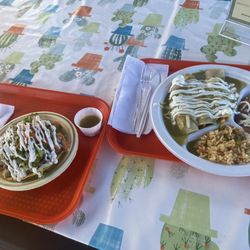 Sofia's Mexican Food - Pork tostado and chicken enchiladas