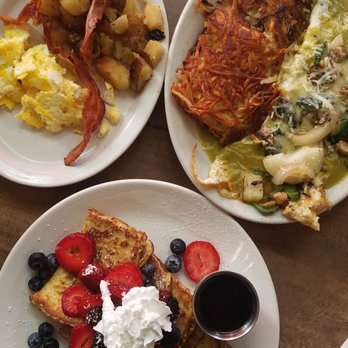 Cafe De Olla - Poblano Omelette and the Very Berry French Toast (the french toast comes with a side of eggs, potatoes and bacon) great and delicious! - American Near Me - Burbank, California Cafe De Olla - Poblano Omelette and the Very Berry French Toast (the french toast comes with a side of eggs, potatoes and bacon) great and delicious! - American Near Me - Burbank, California