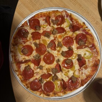Nick's Restaurant and Pizza - Medium Pepperoni, Sausage, and Banana Peppers. - Pizza Near Me - Lancaster, Ohio Nick's Restaurant and Pizza - Medium Pepperoni, Sausage, and Banana Peppers. - Pizza Near Me - Lancaster, Ohio