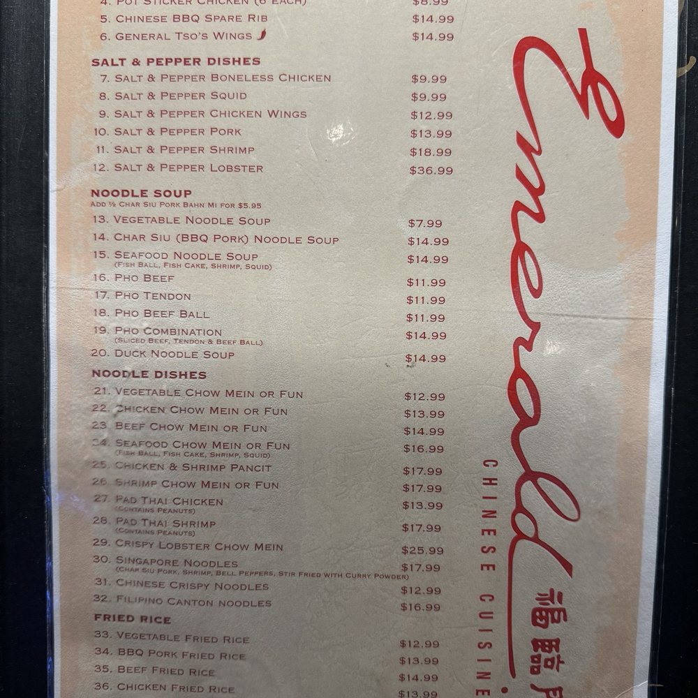 Emerald Chinese Cuisine - Menu - Chinese Near Me - Jamul, California