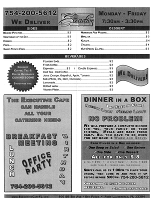 Menu photo 1 Executive Cafe Fort Lauderdale, FL Menu photo 1 Executive Cafe Fort Lauderdale, FL
