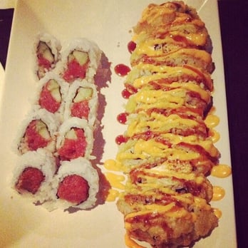 Sei Sushi - Left is spicy tuna roll & the right is my favorite(!) otherwise known as the delicious and addictive: Grossmont roll. - Sushi Bars Near Me - San Diego, California Sei Sushi - Left is spicy tuna roll & the right is my favorite(!) otherwise known as the delicious and addictive: Grossmont roll. - Sushi Bars Near Me - San Diego, California
