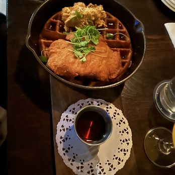 Tanner Smiths - Chicken and waffles, in a cast-iron with Mike's hot honey. - Cocktail Bars Near Me - New York, New York Tanner Smiths - Chicken and waffles, in a cast-iron with Mike's hot honey. - Cocktail Bars Near Me - New York, New York