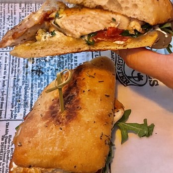 Idle Hour - Inside the grilled chicken panini. - American Near Me - Los Angeles, California