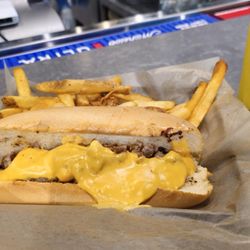 The Greene Turtle - Fat Tire Beer Cheesesteak with fries