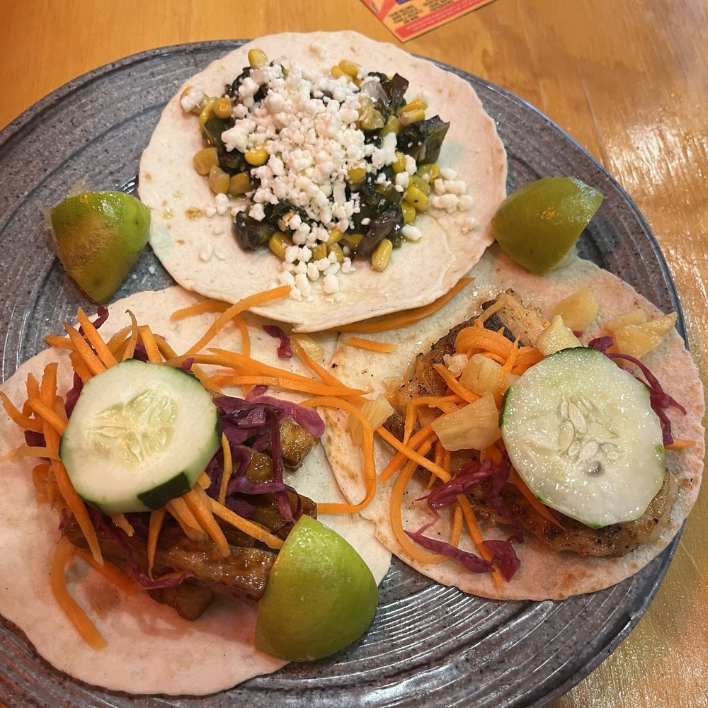 Lalo - Tacos. Poblano mushroom, teriyaki tofu, teriyaki salmon - Latin American Near Me - Cincinnati, Ohio Lalo - Tacos. Poblano mushroom, teriyaki tofu, teriyaki salmon - Latin American Near Me - Cincinnati, Ohio