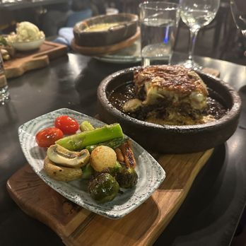 Blue Fig Garden - Rich and savory Moussaka w/ grilled veggies - Mediterranean Near Me - Cherry Hill, New Jersey