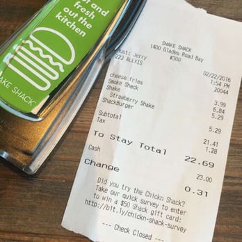 Shake Shack Boca Raton - The bill. Wish they had combo meals, so you didn't have to buy everything separate! - Burgers Near Me - Boca Raton, Florida