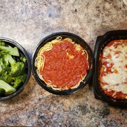Fazio's Ristorante & Pizzeria - Eggplant Parm, spaghetti, broccoli garlic. Take out.