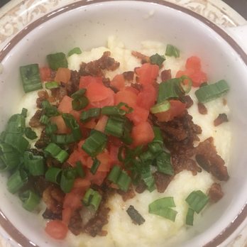 Another Broken Egg Cafe - THE STAR OF THE SHOW: CITY GRITS: GOUDA, BACON, CHIVES, and TOMATOES! OMG MY FAV! - Breakfast & Brunch Near Me - Winter Park, Florida Another Broken Egg Cafe - THE STAR OF THE SHOW: CITY GRITS: GOUDA, BACON, CHIVES, and TOMATOES! OMG MY FAV! - Breakfast & Brunch Near Me - Winter Park, Florida