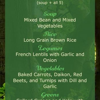 Peace Natural Vegan Food - Sample menu of the day - Salad Near Me - Berkeley, California