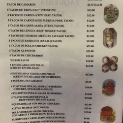 Taqueria El Ranchito - Menu page 1