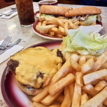 Tastee Diner - Classic Burger and fries, with cheese steak in the back. - Diners Near Me - Bethesda, Maryland Tastee Diner - Classic Burger and fries, with cheese steak in the back. - Diners Near Me - Bethesda, Maryland