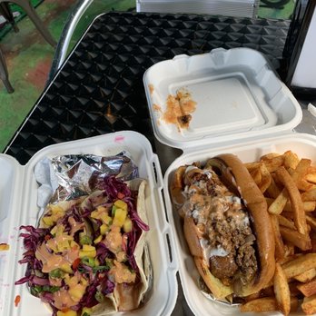Organic Food Kings - Vegan Shrimp with a Bang Tacos & loaded glitzy - Vegan Near Me - Miami, Florida Organic Food Kings - Vegan Shrimp with a Bang Tacos & loaded glitzy - Vegan Near Me - Miami, Florida