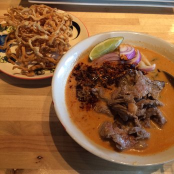 Lung Yai Thai Tapas - SPICY Khao Soi Gai with crispy noodles on the side - Tapas/Small Plates Near Me - Miami, Florida