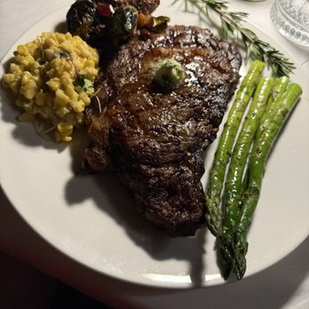 Malio's Beach House - The prime, ribeye, asparagus, jalapeño corn, and brussels sprouts - Seafood Near Me - St. Pete Beach, Florida Malio's Beach House - The prime, ribeye, asparagus, jalapeño corn, and brussels sprouts - Seafood Near Me - St. Pete Beach, Florida
