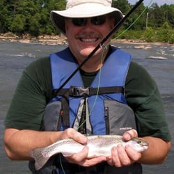 Frank's Fly Arts - Nice Rainbow in the Lower Saluda on a Wooly Bugger.