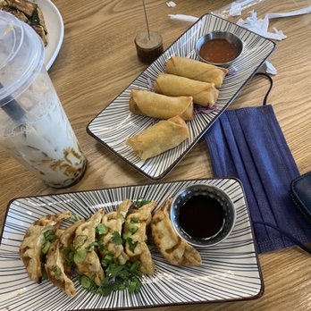 Mirin Fusion Kitchen - Beef Gyoza(6) and egg Spring Roll (4) - Asian Fusion Near Me - Augusta, Georgia Mirin Fusion Kitchen - Beef Gyoza(6) and egg Spring Roll (4) - Asian Fusion Near Me - Augusta, Georgia