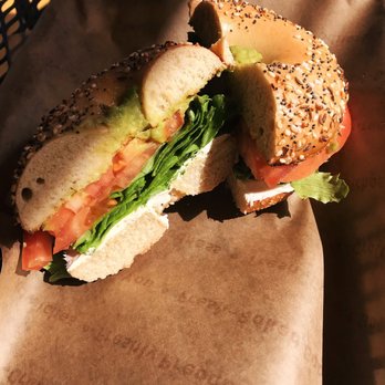 Einstein Bros. Bagels - Everything bagel, cream cheese, lettuce, tomato & avocado - Bagels Near Me - Hollywood, Florida