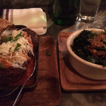 Barbuzzo - 2 cheese stuffed meatballs and collard greens with chorizo - Mediterranean Near Me - Philadelphia, Pennsylvania