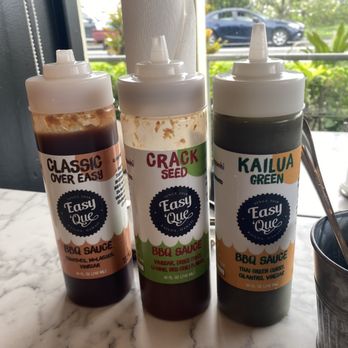 Easy ‘Que - Three choices of bbq sauce. All were so good! - Barbeque Near Me - Kailua, Hawaii