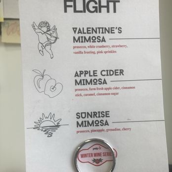 Mimi's Cafe - Their featured mimosa flight with a Valentine's weekend theme. - Breakfast & Brunch Near Me - East Greenwich, Rhode Island Mimi's Cafe - Their featured mimosa flight with a Valentine's weekend theme. - Breakfast & Brunch Near Me - East Greenwich, Rhode Island
