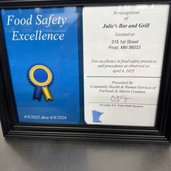 Julie’s Bar & Grill - Proud accomplishment!