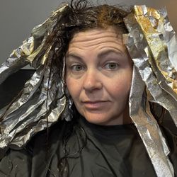 In progress....teased summer brunette foilayage