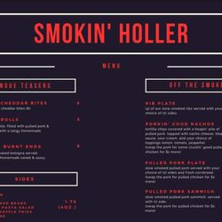 Smokin' Holler Bbq and Burgers - Menu