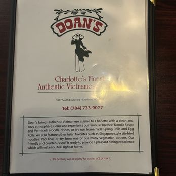 Doan's Vietnamese Cuisine - Menu - Vietnamese Near Me - Charlotte, North Carolina