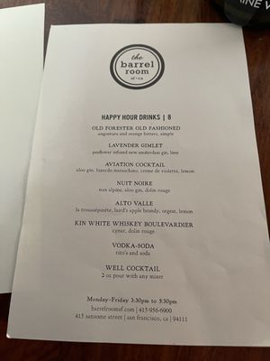 Menu photo 8 The Barrel Room San Francisco, CA Menu photo 8 The Barrel Room San Francisco, CA
