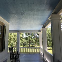 Ashtabula Plantation Home - Typical sky blue ceiling of a wraparound porch. Love this about southern homes!