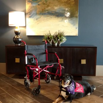 Assisting Hands Home Care - Peanut delivering a new transport chair to Watercrest at Alliance Town Center - Home Health Care Near Me - Fort Worth, Texas