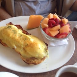 Phil's Family Restaurant - Eggs Benedict with fresh fruit